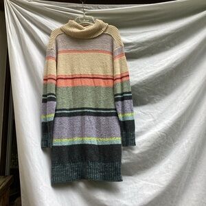 Daily Practice Cream and green Cowl Neck Sweater Dress with keyhole back size xs